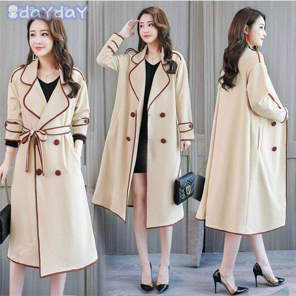 トレンチコート レディース 秋 長袖 ひざ丈 ライトアウター コート カジュアル スプリングコート 大きいサイズ きれいめ 通勤 OL オフィス 無地 上品 お洒落