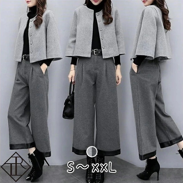 【即納】セットアップ レディース 秋冬 セットアップ ニット パンツ セットアップ カジュアル ガウチョパンツ レディース ゆるい ガウチョパンツ ワイドパンツ 通勤 大人可愛い おしゃれ シンプル