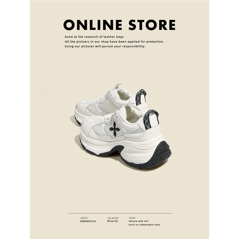 工場直販本革クロスフラワー厚底ダッドシューズレディース2025新作パリ超人気スリムカジュアルスポーツ