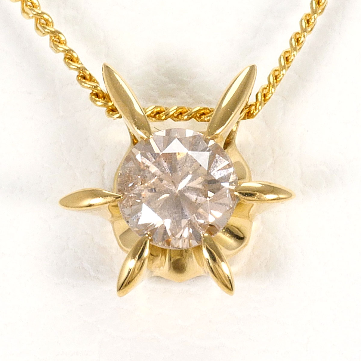 K18 18金 YG イエローゴールド ネックレス ダイヤモンド 0.19ct 総重量約1.7g 約40cm ジュエリー 中古