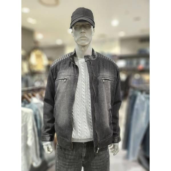 [] レザーパッチバイカーデニムジャケット（B255DJ300P）[P003437515]