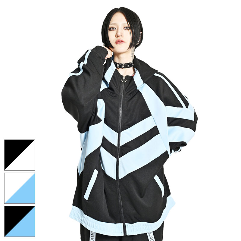エステルジャージ オーバーサイズ 切替えフードトラックジャケット 133614