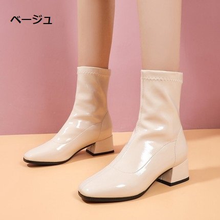 【取寄：納期2週間】ショートブーツ レディース ブーツ 靴 シューズ ミドルヒール シンプル カジュアル お出掛け PU 美脚 おしゃれ ショートブーツ レディース ブーツ 靴 シューズ ミドルヒール