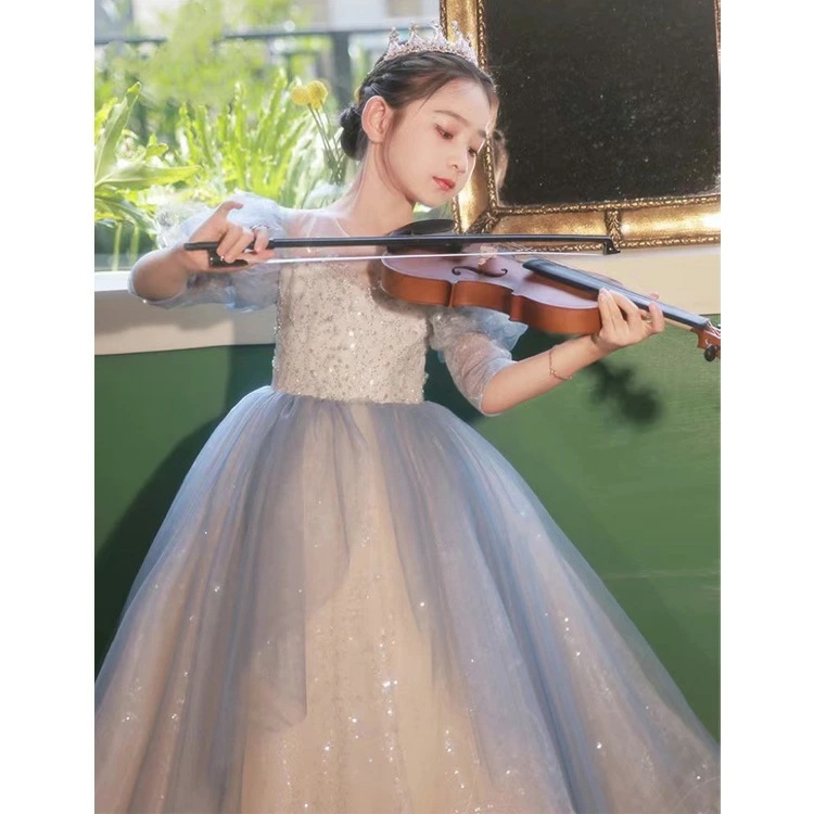 子供ドレス ピアノ発表会ドレス ブルー シャンパン色 演奏会ドレス 女児ドレス キラキラドレス スパンコール ロングドレス キレイめ 女の子ドレス キッズドレス 演出服 フォーマル 子どもドレス 10 4,919円
