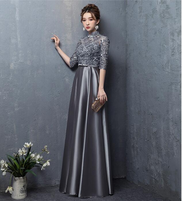 イブニングドレス グレー ドレス 大人 ピアノ 発表会 成人式ドレス 同窓会ドレス 発表会 演奏会用ドレス お呼ばれドレス 結婚式 パーティードレス レディースドレス ロングドレス 二次会 披露宴 謝