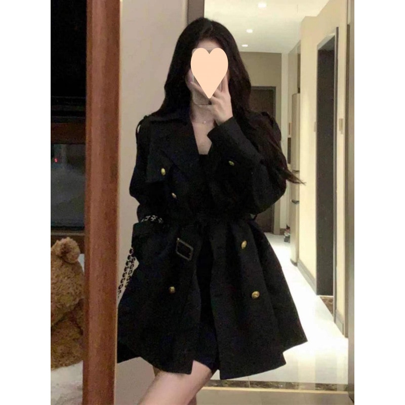 韓国ドラマのヒロイン気質の娘ヘップバーンのシンプルで丈夫多用途ウエストを細くする高級ウィンドブレーカーコート