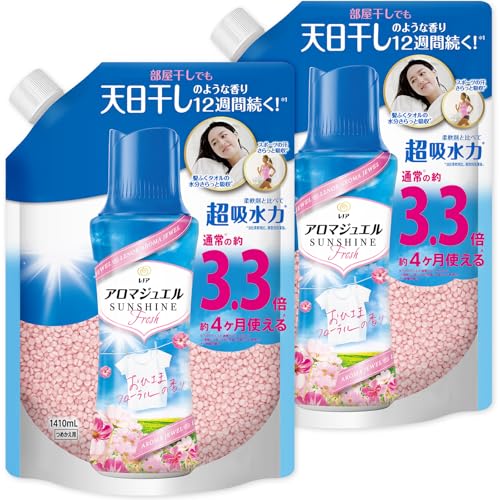 レノア ハピネス アロマジュエル 香り付け専用ビーズ おひさまフローラル詰め替え 1,410mL ×2袋【まとめ買い】 [大容量]
