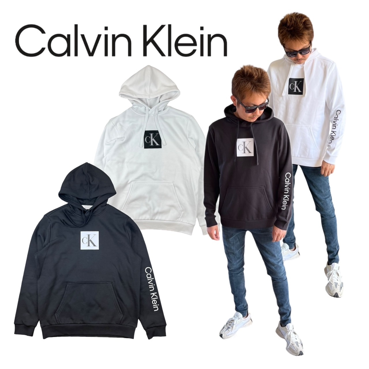 カルバンクライン Calvin Klein トップス パーカー 40qc401 フーディ スウェット プリントロゴ 裏起毛 CALVIN KLEIN TRAVELING MONOGRAM HW