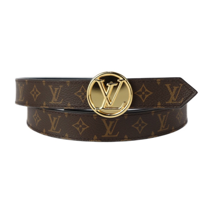 新古未使用展示品 LOUIS VUITTON ルイ ヴィトン ベルト M0054U LV サークル 25MM リバーシブル ＃90/36 モノグラム ブラウン ブラック ゴール【本物保証】