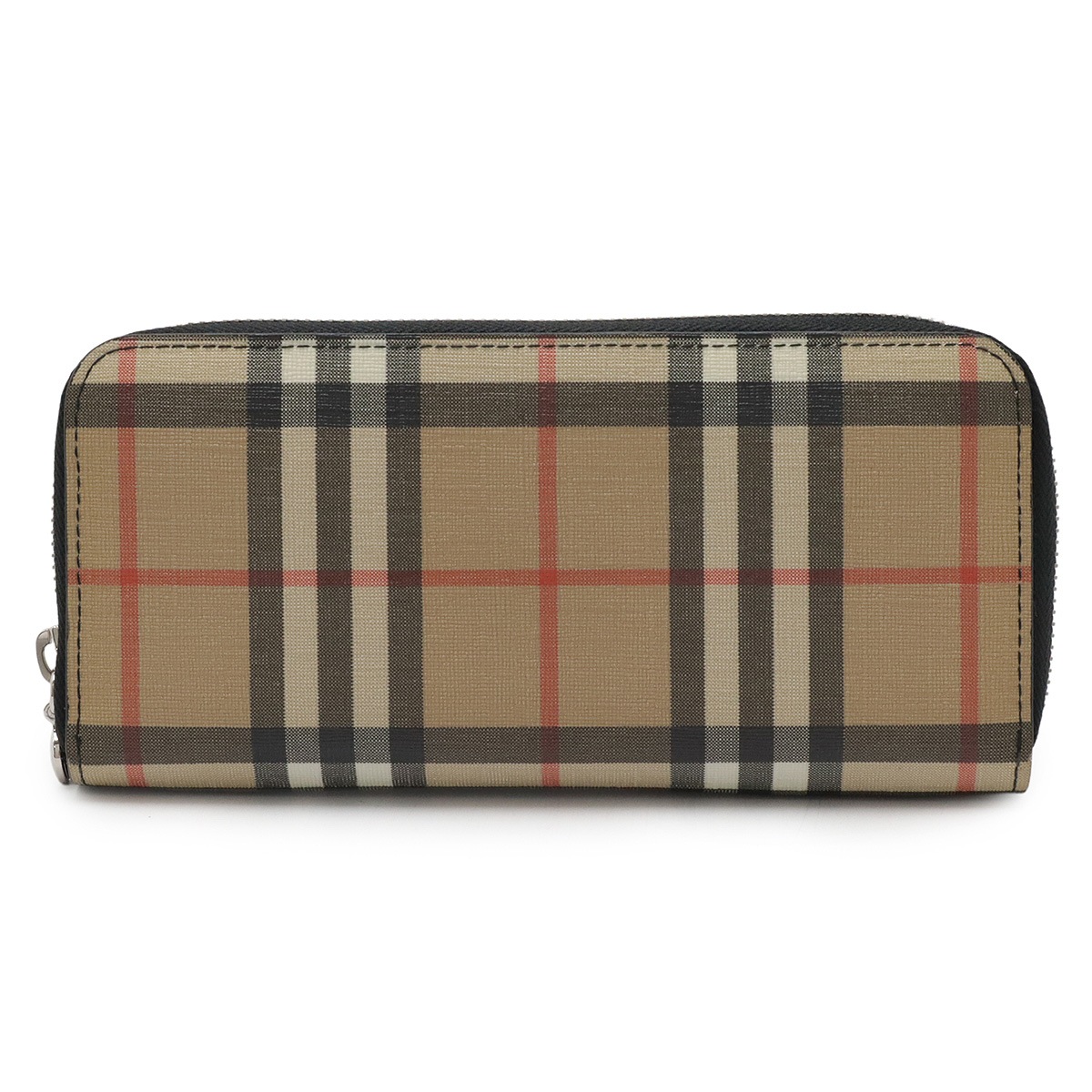 ノバチェック チェック柄 ラウンドファスナー 長財布 PVC レザー ベージュ ブラック ボルドー シルバー金 31,070円