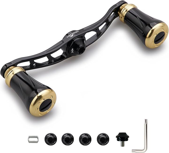 リール ハンドル 19mm ノブ搭載 シマノ SHIMANO ダイワ DAIWA アブ Abu 通用 ベイトリール Arch Pillar 916(90mm - ブラック＆ゴールド)