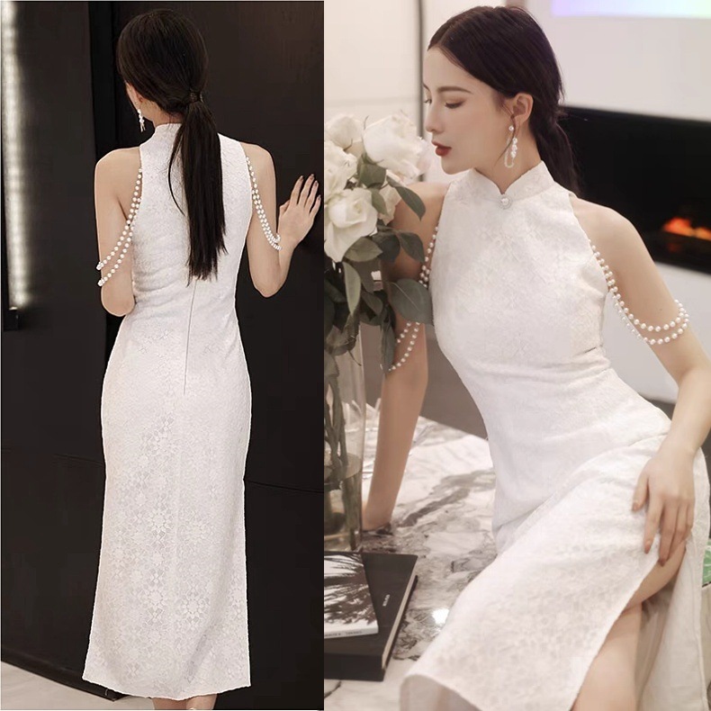 ウェディングドレス 白 袖なし スリップドレス パーティードレス vネック チャイナドレス オフショルダー オフショル 二次会ウエディングドレス 花嫁ドレス 二次会ドレス 花嫁 ドレス Aライン 9,015円