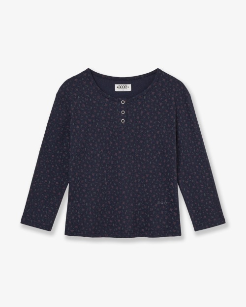【AEAE】 FLOWER HENLEY NECK TEE [NAVY] 正規品