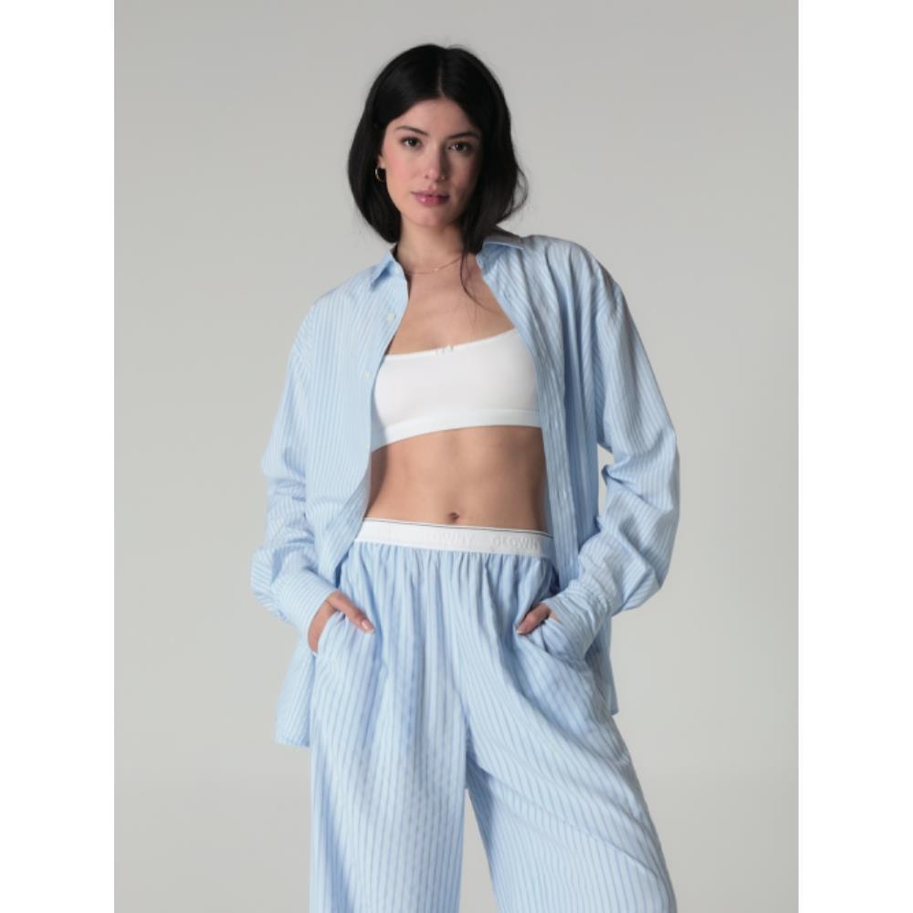 GLOWNY WILLY BOXY SHIRT BABY BLUE STRIPE GY25LWSH002BB
