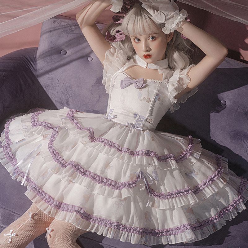 大人気 夏服新作 jskキャミソールスカート 可愛い ロリータ 二次元 ワンピース メイド 洋装 半袖 op日常 花嫁 茶会