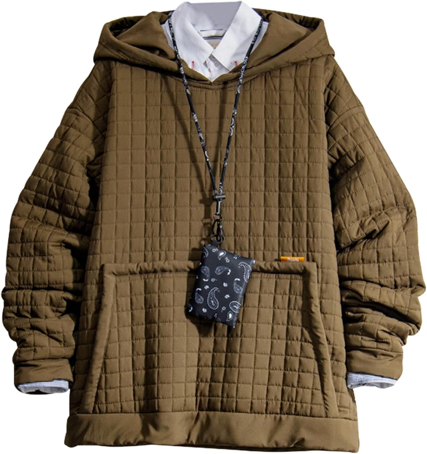 アウター 男性用 春物 パーカー ワッフル 厚手 フード付き プルオーバー オシャレ 通気 伸縮性 体型パカー トップス トレーナー ソフト 丈長め カジュアル シンプル クール 保温性 防