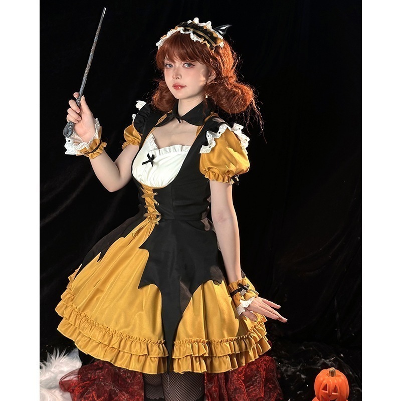 2026新入荷！【早割り】正規品 新作カボチャ色小悪魔メイド服cosハロウィーンかわいい馬甲lolitaワンピース