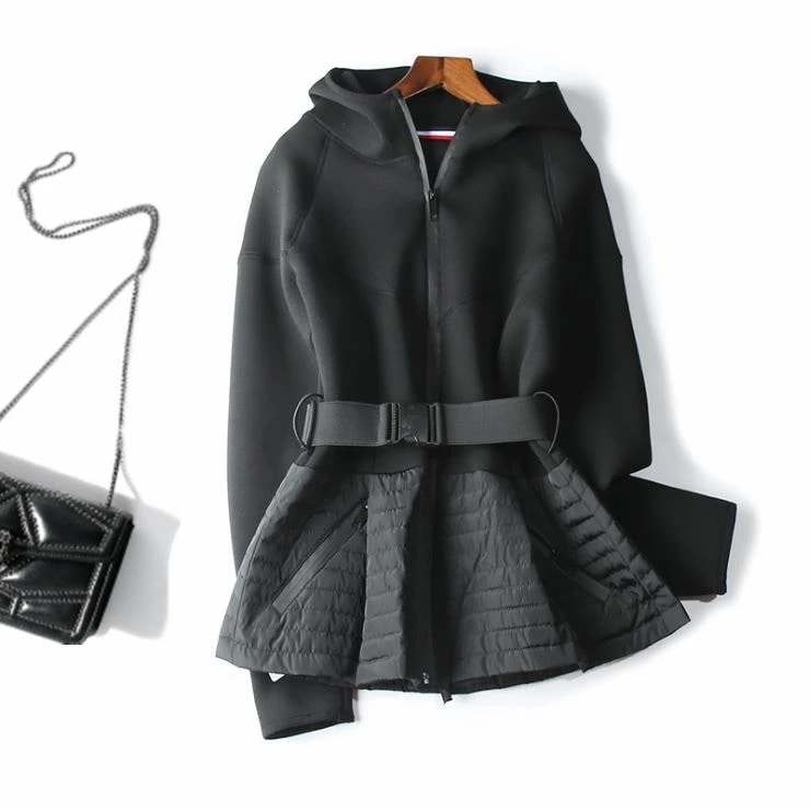 フード付きショート丈ベルテッドジャケット レディース 春 夏 秋 冬