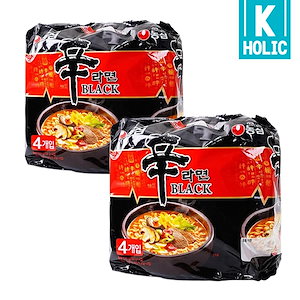 (韓国高級ラーメン) 辛ラーメン ブラック 4+4, 計8個 / 弾力のある麺とピリ辛の風味