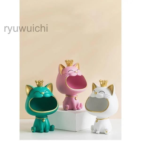 今だけ猫の置物 雑貨 キー収納 小物入れ 玄関収納 小物収納 動物鍵置き おしゃれ オブジェ 置物 鍵置き 鍵入れ 卓上置物 収納トレイ 動物像 彫刻装飾 玄関 インテリア