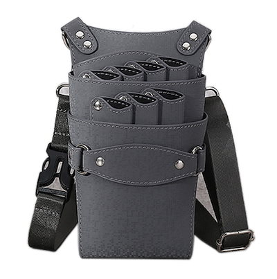 ハサミ9本収納　シザーケース　美容師　理容師　トリマー　大容量　ベルト　こげ茶 防水 シザーケース 美容師 本革 送料無料 スリム コンパクト