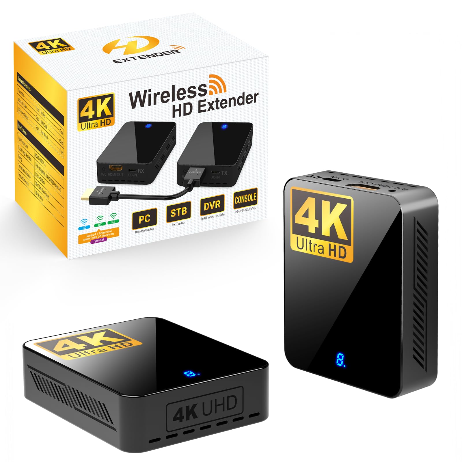 「2026アップグレード版真の4K」ワイヤレスHDMI送信機と受信機hdmi 無線4K@30HzLuckDog【4Kデコード 4K出力/プライバシー保護/5Ghz/120M安定転送距離】日本技適認