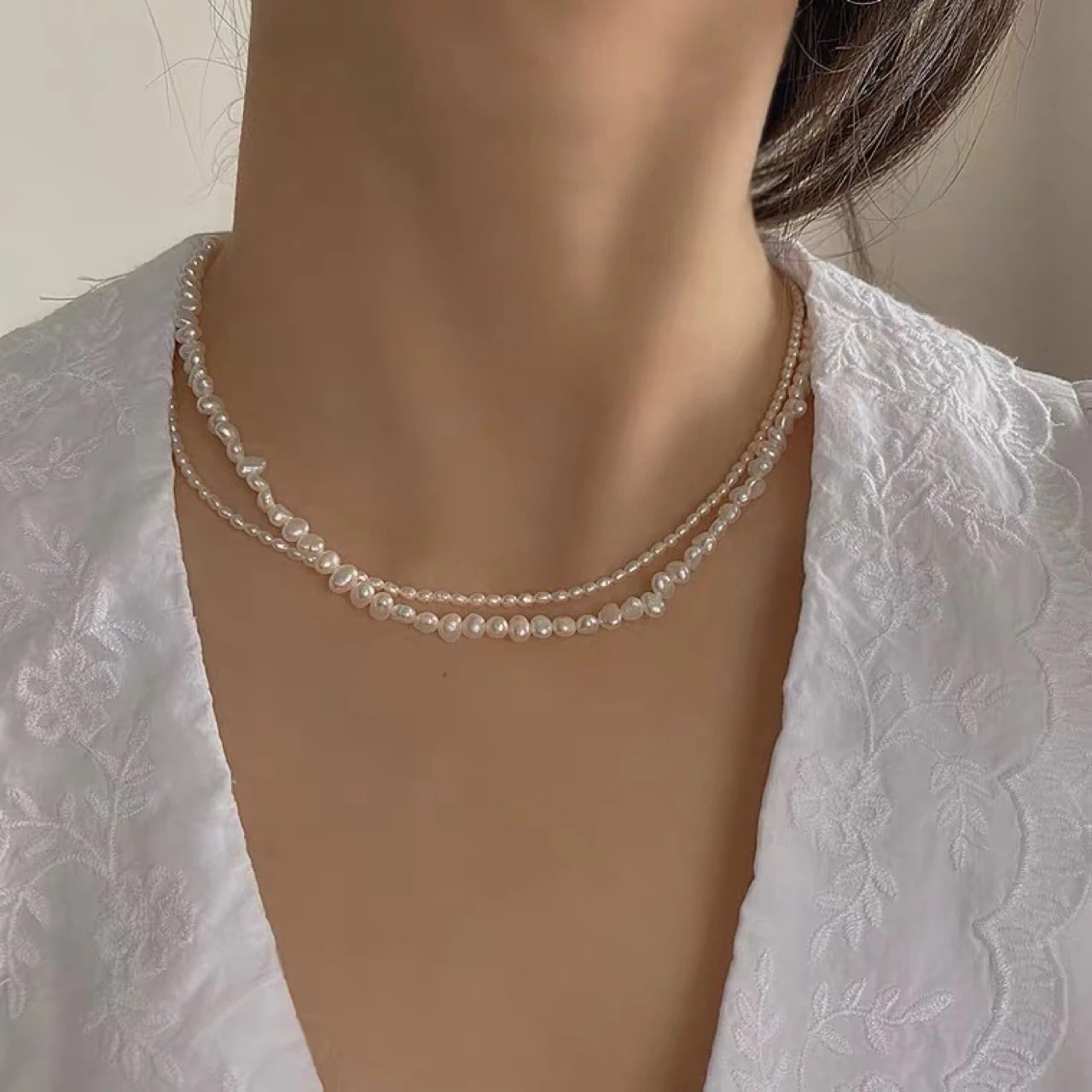 手作りの天然バロック パール鎖骨ネックレスファッショニスタのための 14K 金メッキ ビンテージ ショート ネック ネックレス