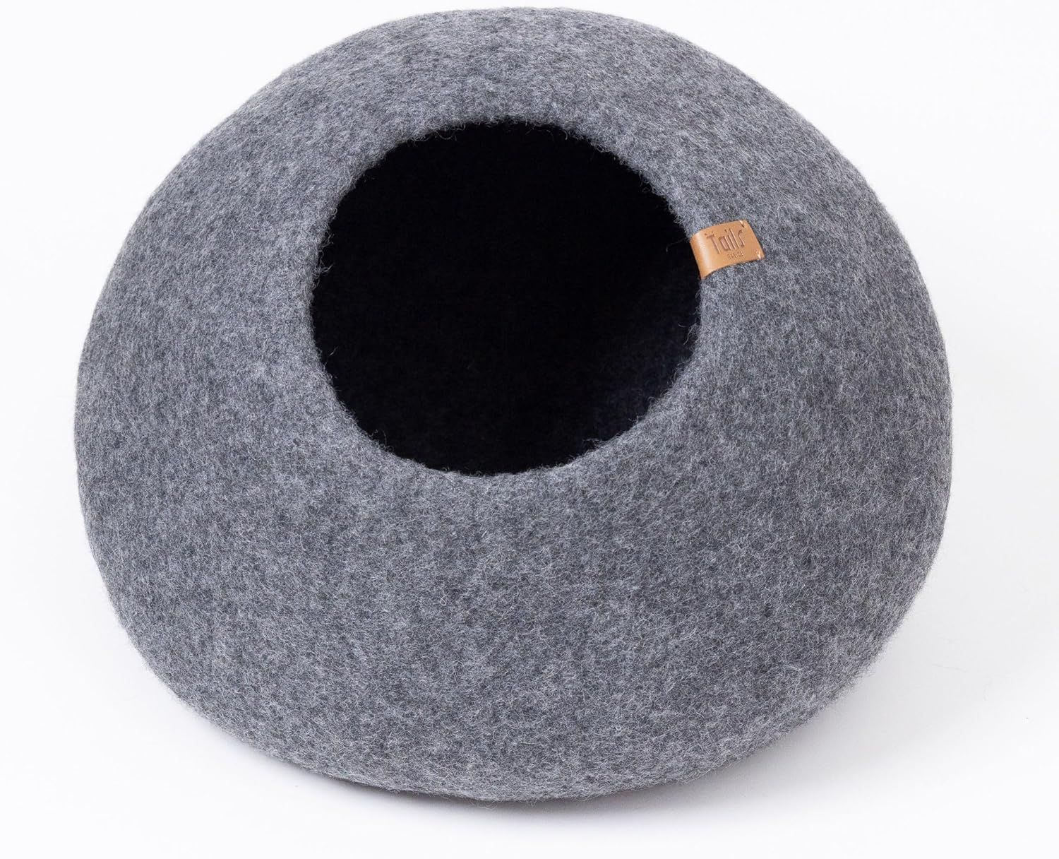 キャット ドーム 猫 ちぐら かまくら キャットケーブ ハンドメイド 洗える 冬 夏 通年 ウール フェルト シンプル ミニマル モダン (ダークグレー M)