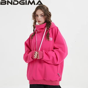 Bndgsima女性用暖かいスキースーツフード付き女性用男性用防水防風反射スキースノーボードジャケット屋外服