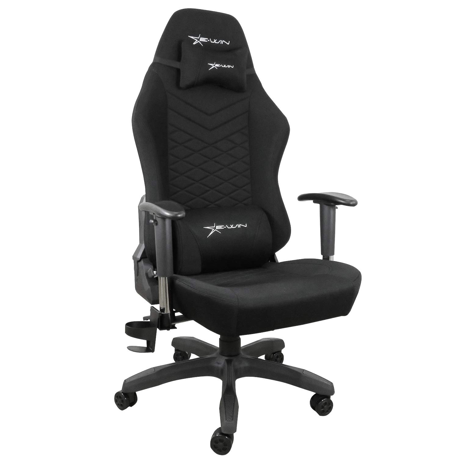 ゲーミングチェア 通気性 メッシュ オフィスチェア リクライニングチェア 肉厚 布地 ファブリック ひじ掛け ドリンクホルダー付属 高さ調整 通気性 腰痛 椅子 最大荷重120kg 64963