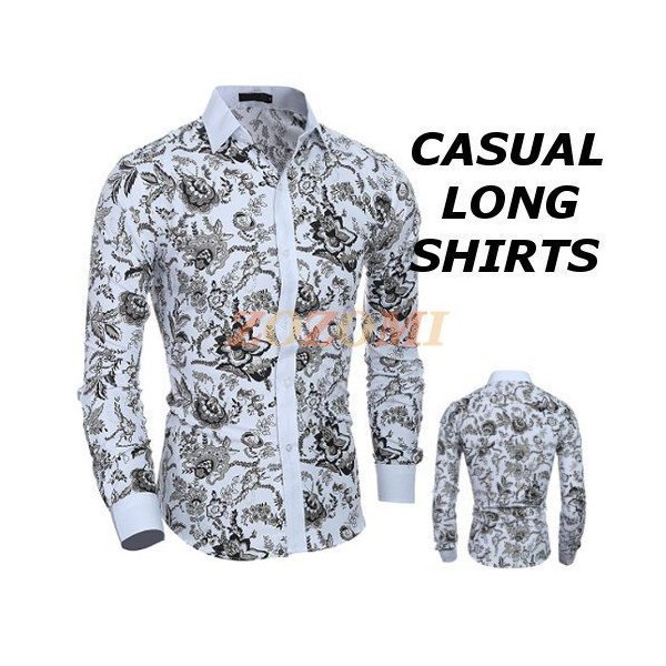 カジュアルシャツ メンズ 長袖 おしゃれ 希少 ブランド 無地 黒 シャツ 柄 花柄 長袖シャツ