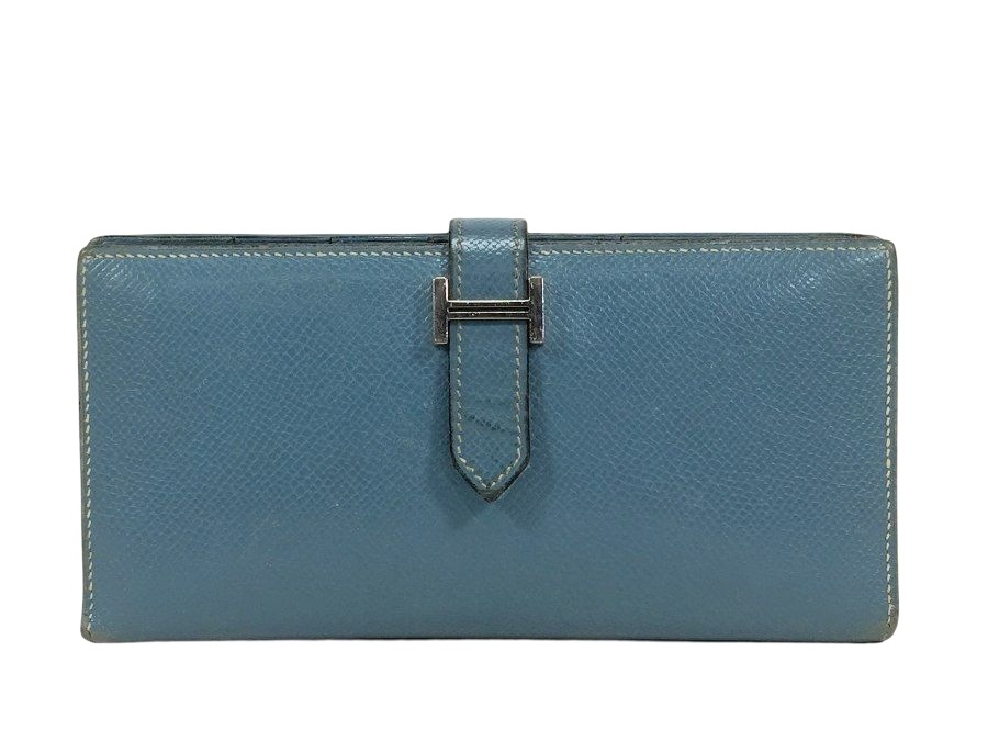 長財布 ベアン レザー ブルー 【中古品】