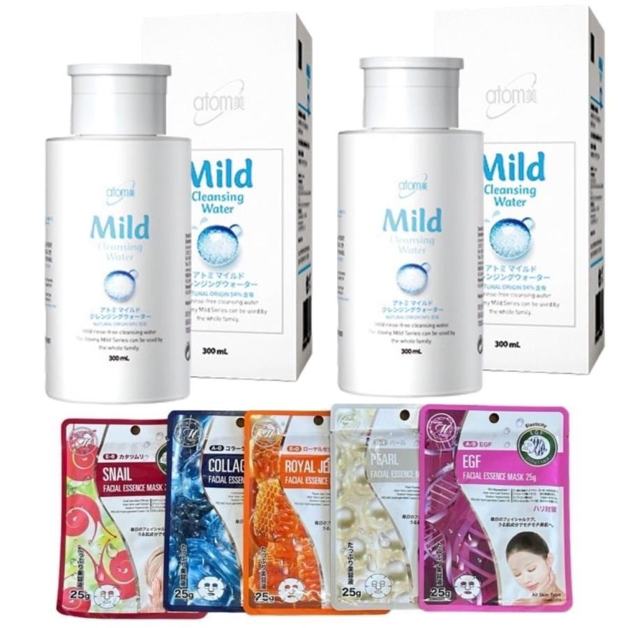国内発送 2点セット マイルド クレンジングウォーター300ml メイク落とし マスクシート付き 韓国コスメ zt049-1