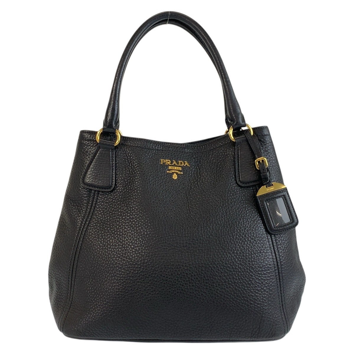 PRADA美品 ヴィッテロダイノ ブラック 黒 ゴールド金具 レザー PRADA美品 ヴィッテロダイノ ブラック 黒 ゴールド金具 レザー