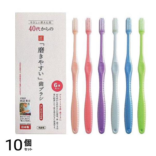 40代からの磨きやすい歯ブラシ 先細毛 少しやわらかめ 6本セット (LT-59) 10個セット