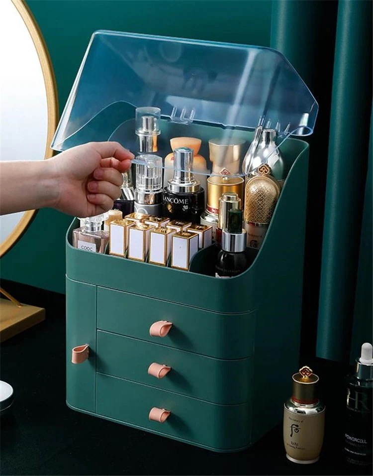 メガ割 自社生産-早い者勝ヨーロピアンスタイオシャ化粧収納ボック防家庭デスクトップ仕上化粧口スキンケア製スキンケ大容透明な福袋