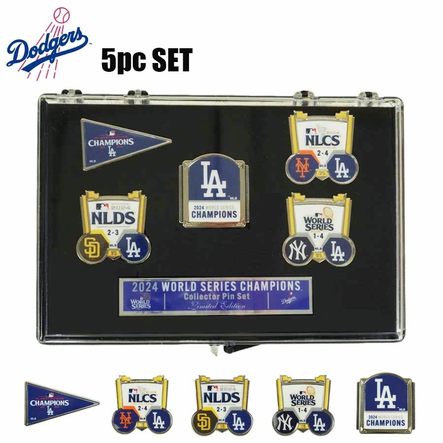 ロサンゼルス ドジャース公式グッズワールドシリーズ ピンバッチ5個セット 大谷翔平MLB CPIN SET 記念グッズMLB メジャーリーグ ドジャース 優勝記念BR