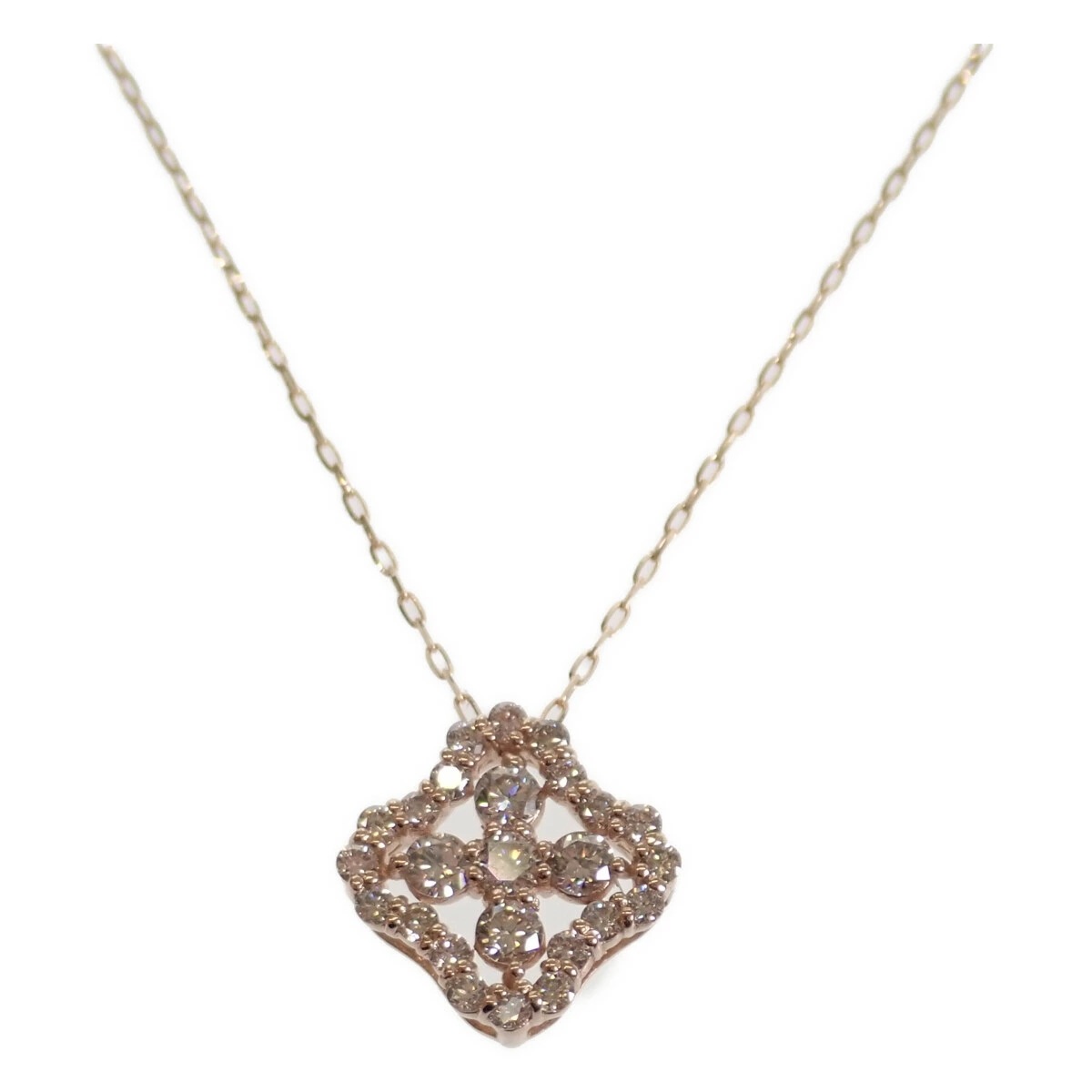 【Nランク】K18PG D0.35ct デザインジュエリー ネックレス ペンダント ダイヤモンド フラワー 雪 ピンクゴールド アクセサリー