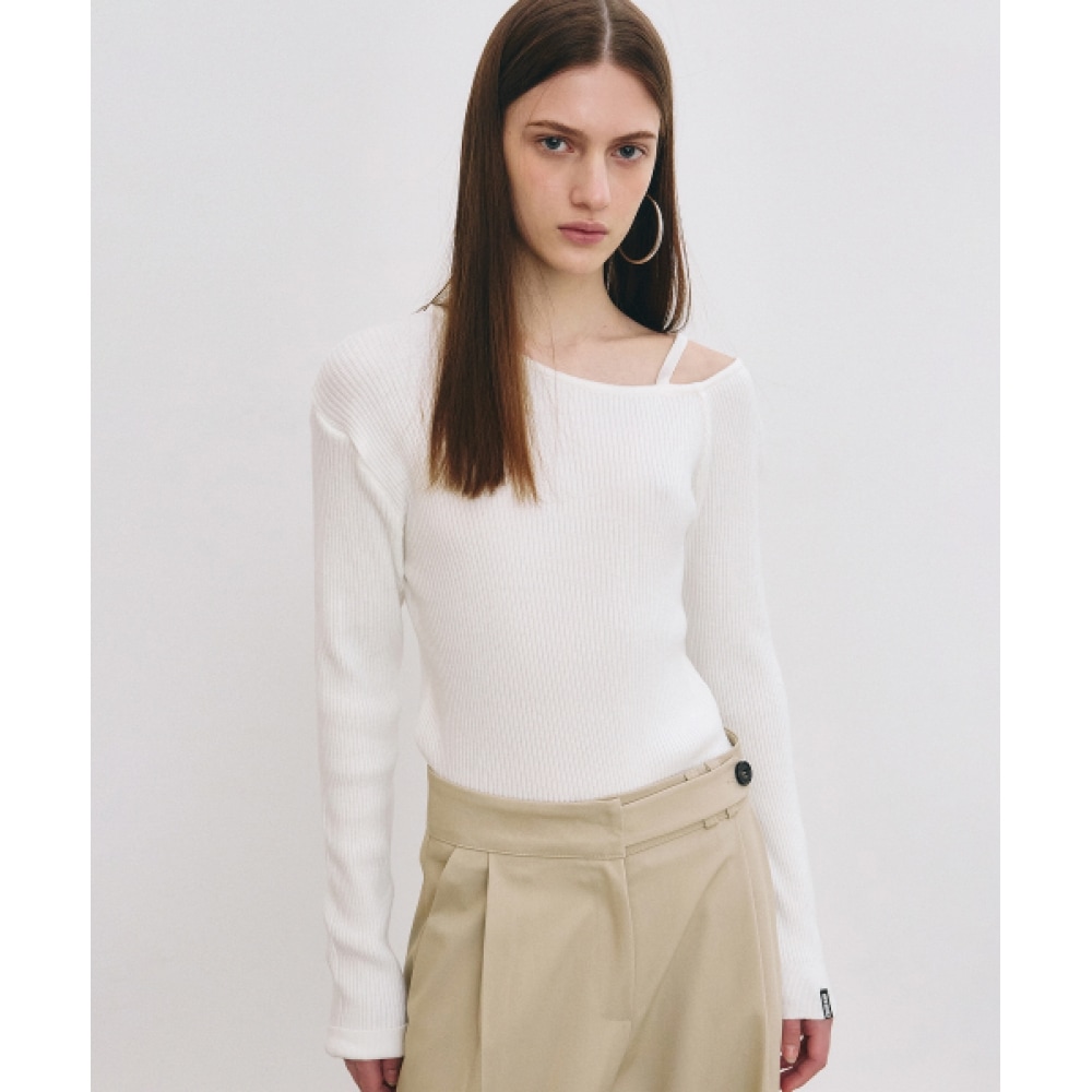 NICK&NICOLE ショルダーストラップニコールレーベルニット_アイボリー