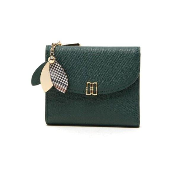 AK水原店 ハンドバッグ ミスティフラワー チェック チャーム飾り グリーン 二つ折り財布 DCWA4F307