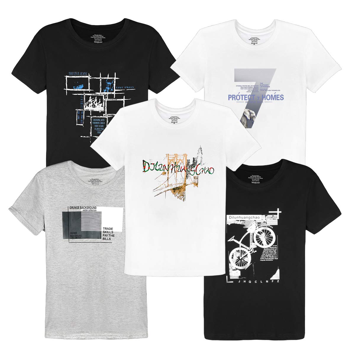 Sukinana Tシャツ メンズ 半袖 綿100% 5点セット インナーシャツ 肌着 スポーツ シャツ 下着 軽い 柔らかい 快適 カジュアル おしゃれ メンズ 服 春 夏 秋 冬 (L, ミックス