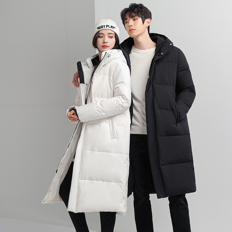 ダウンジャケット メンズ ダックダウン ベンチ コート ロング丈 冬服 フード付き ポケット 厚手 ジップアップ アウター 大きいサイズ 防寒 防風 軽量 暖かい 柔らかい カジュアル おしゃれ シン