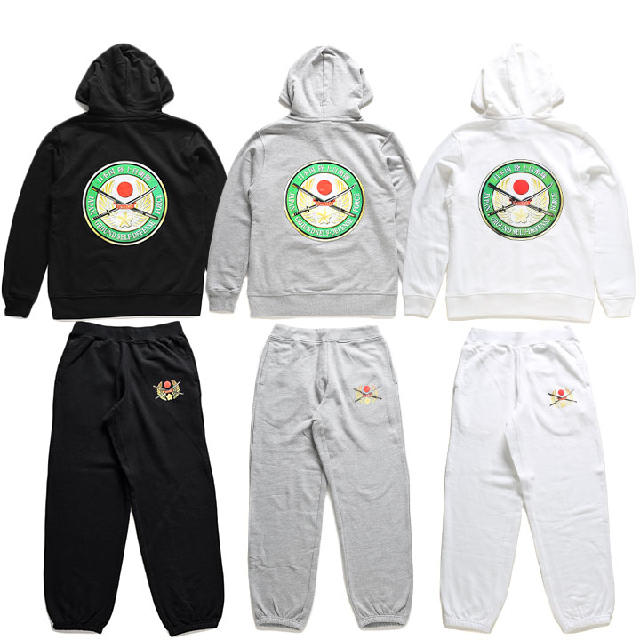 自衛隊 グッズ 桜刀 セットアップ 上下セット パーカー 長袖 メンズ レディース 春秋冬用 黒 白 グレー 大きいサイズ ビッグシルエット 防衛省自衛隊グッズ