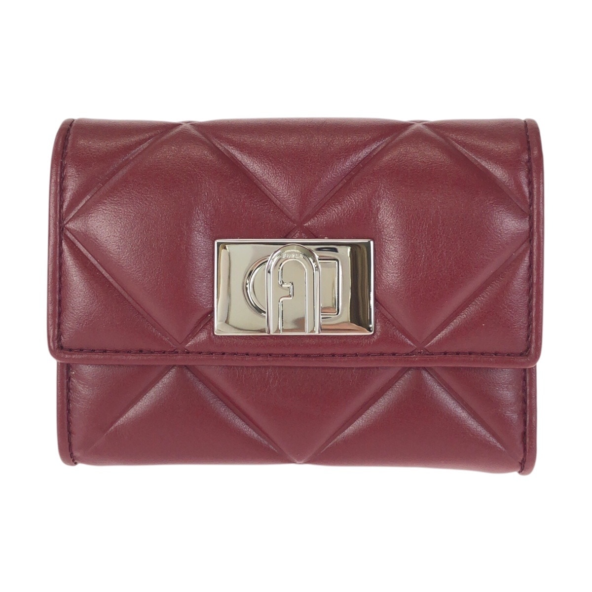 美品 1927 M ツイストクロージャー ワインレッド ボルドー シルバー金具 レザー PCW4ACO BX0183 折財布 コンパクトウォレット レディース 602616