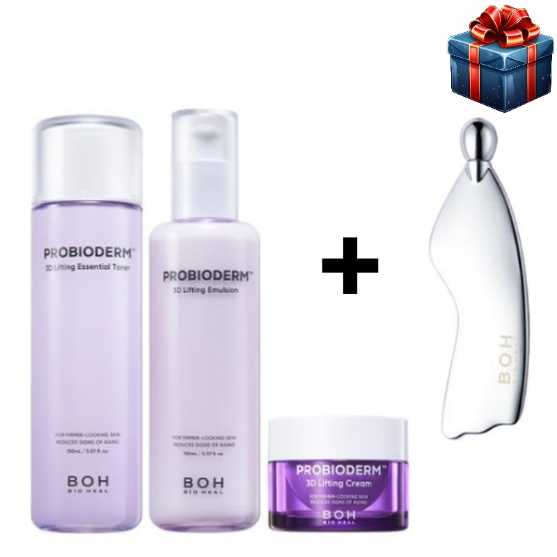 [NEW3D弾力セット] プロバイオダム 3Dリフティング スキンケア 3種セット(エッセンシャルトナー150ml+エマルジョン150ml+リフティングクリーム15ml)+3段リフティングマッサージ
