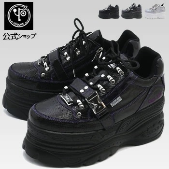 【公式SHOP特典キズ補修液付】 ヨースケ 厚底スニーカー メンズ SR金具 9cm 厚底フラットソール 靴