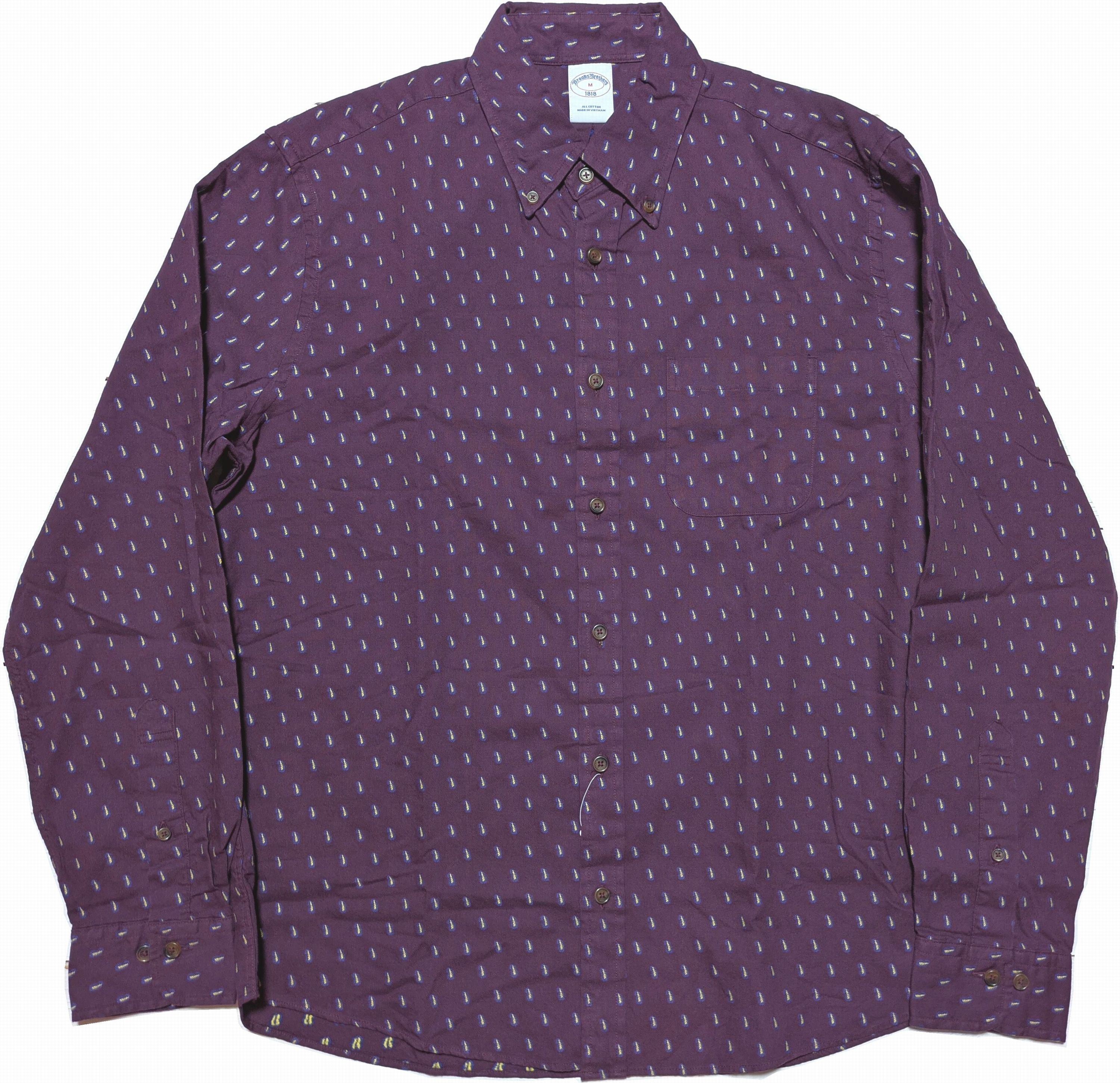 長袖 ボタンダウンシャツ 織り 総柄 マルーン メンズ Brooks Brothers 048 10,930円