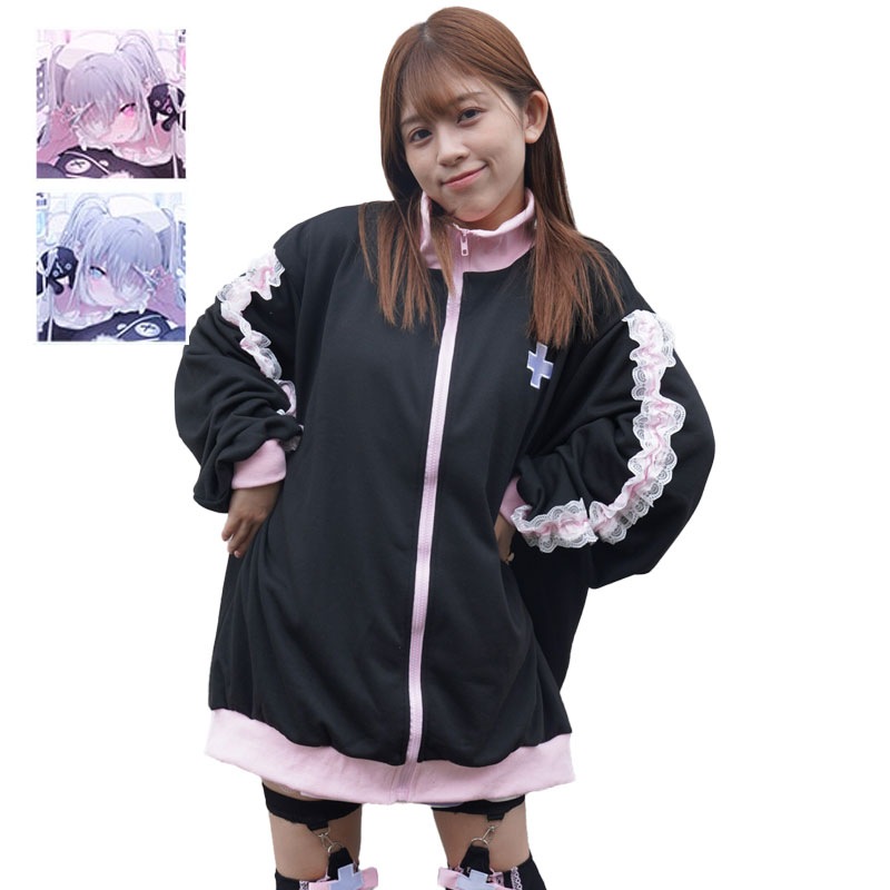 おてあて ジャケット ブルゾン 長袖 原宿系 原宿 ファッション 病みかわいい 病みかわ ナース ブラック ホワイト jr-554-129