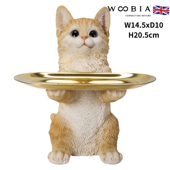 置物 茶トラ猫の小物置き トレーの取り外し可能 ネコ 高さ20.5cm woobia ウービア 大きい かわいい おしゃれ ガーデン インテリア オブジェ 可愛い プレゼント 北欧 玄関 雑貨 動物