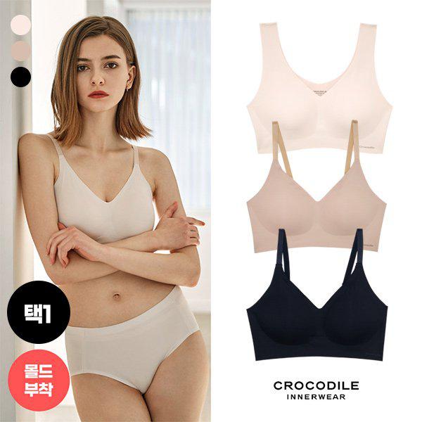 ニューライクラシェロンモールド付Vネックストラップシームレスブラ3種択1_P415169480